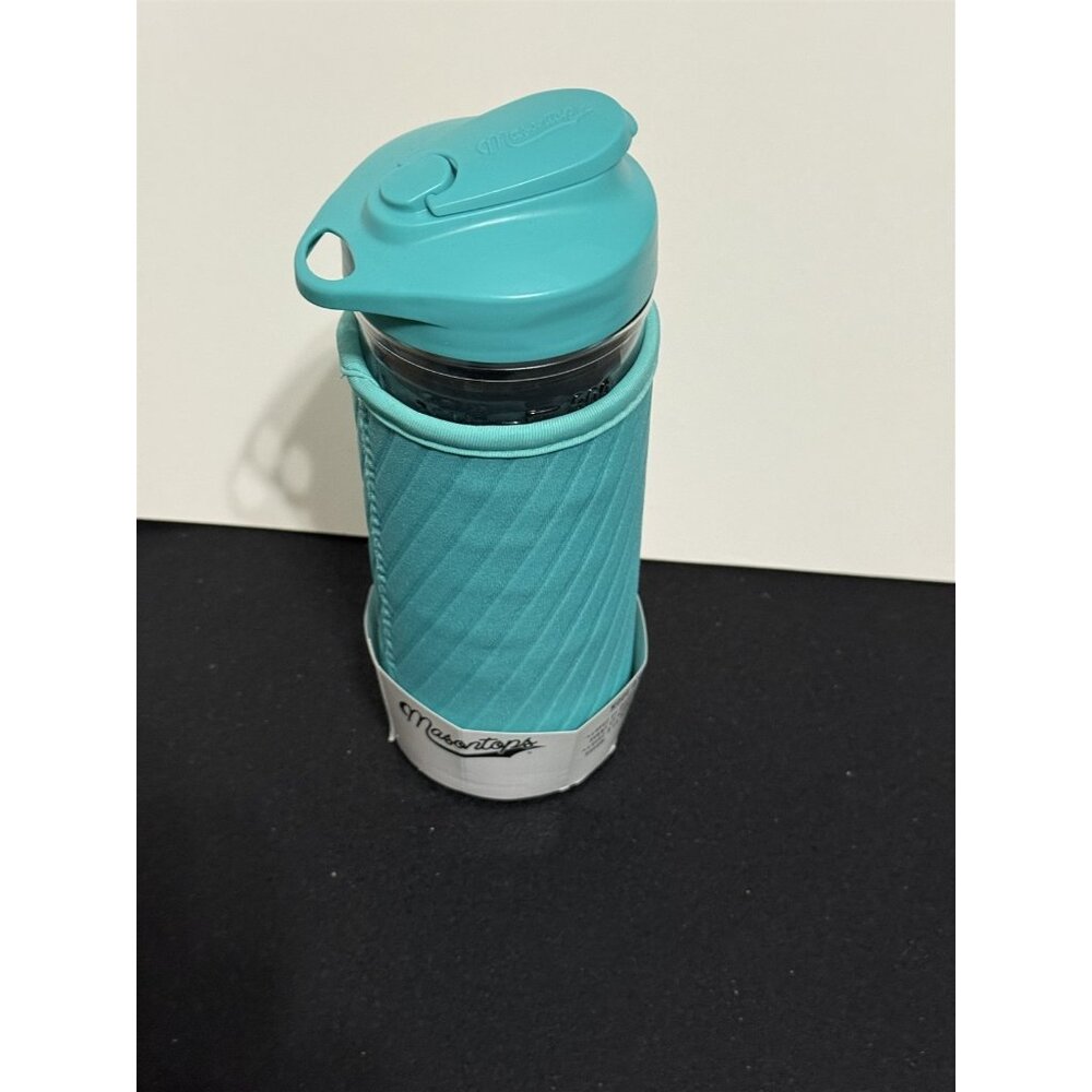 Masontops Mason Jar Hydration Water Bottle Turquoise Neoprene Insulator Sleeve